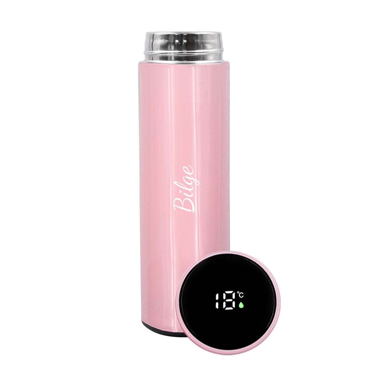 Pembe Dereceli Termos & 3'lü Ayıcık Buketi Hediye Seti