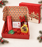Dereceli Termos & Mum & Godiva Çikolata & Kokina Yapay Çiçek Hediye Seti