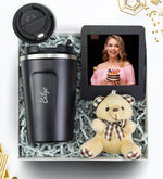 Siyah Dereceli Termos & İnstagram Çerçeve & Ayıcık Anahtarlık Hediye Seti