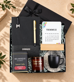 Esnek Kapak Defter & Gold Kalem & Takvim & Mum & Selamlıque & Fincan Hediye Seti