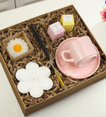 Pembe Fincan & Papatya Tütsülük & Mum & Tütsü & 2'li Bitki Çayı Hediye Seti