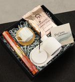 Standlı Tütsülük ve Vazo Seti & Bambu Tabaklı Geometrik Fincan & Mehmet Efendi Türk Kahvesi & Tütsü Hediye Seti