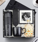 Frenc Press Termos & Kravat & Paspartu Çerçeve & Siyah Kupa & 200ml Trendmiya Kolonya Hediye Seti