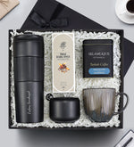 French Press Termos & Rebul Kolonya & Lacivert Çizgili Porselen Kupa & Selamlıque & Hoparlör