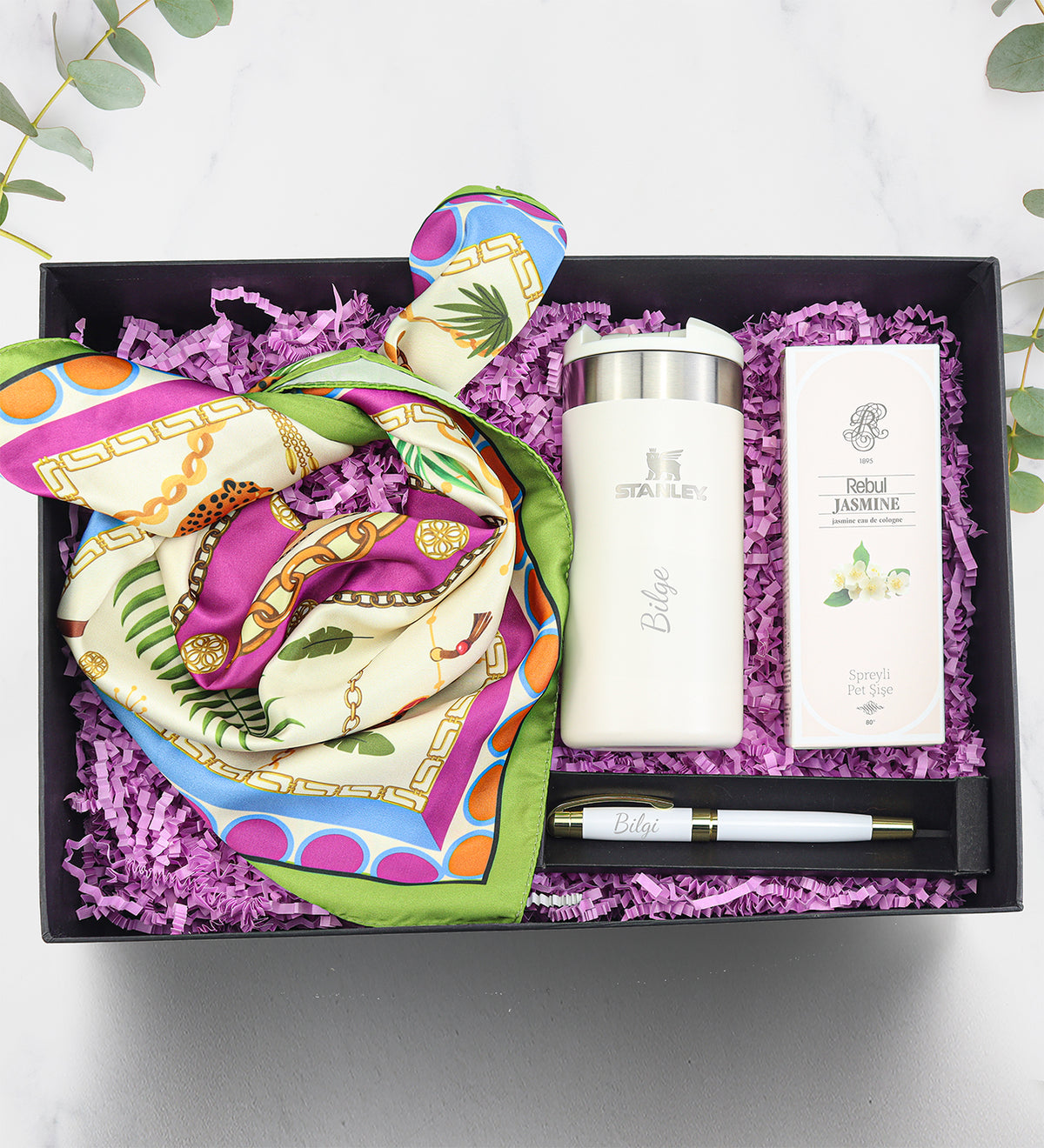 Fular Kolonya Kalem Stanley Termos Kadına Hediye Seti