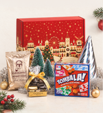 Happy New Year Kutusunda Godiva Napoliten Çikolata & Mehmet Efendi Türk Kahvesi & Ahşap Zeminli Mini Çam Ağacı & Tombala & Yılbaşı Şapkası