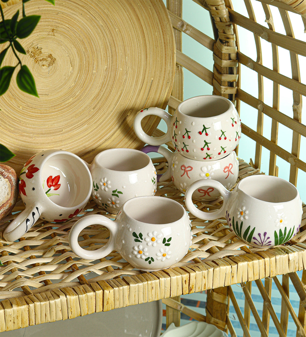 % 100 El Yapımı Kupa & Taş Bardak Altlığı & Gökkuşağı Anahtarlık & Buhurdanlık Hediye Seti