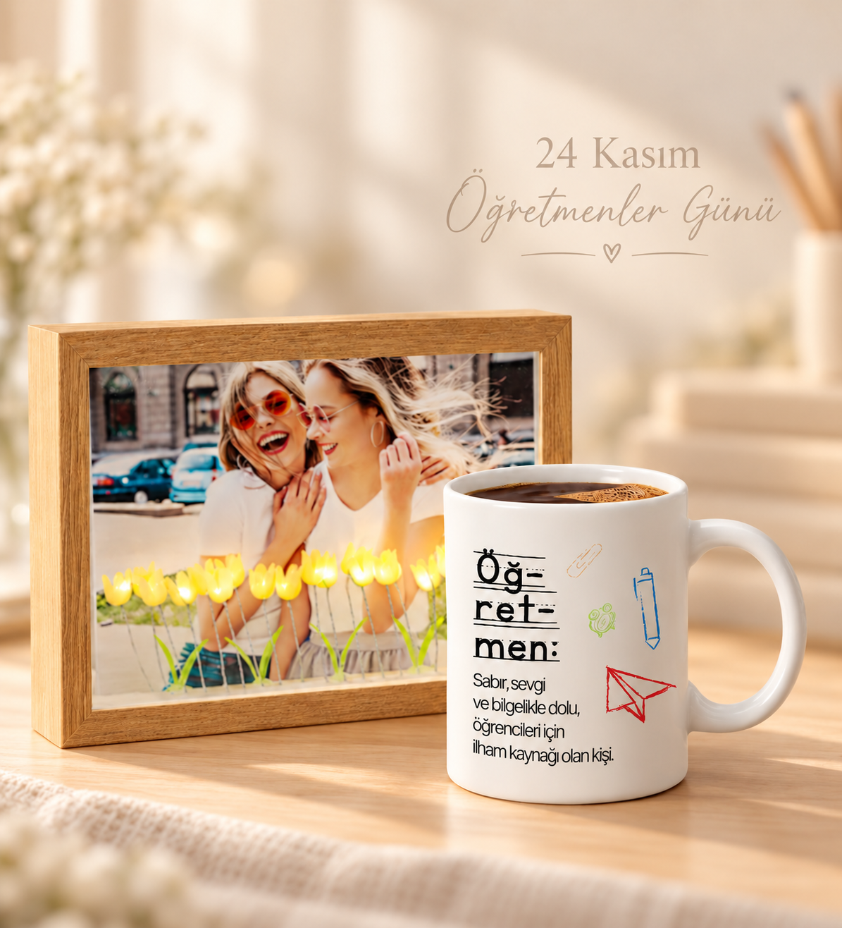 Işıklı Çerçeve & Öğretmen Kupa Hediye Seti