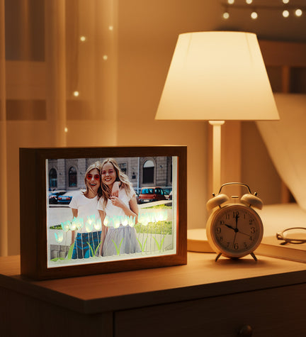 Led Işıklı Mavi Lale Fotoğraf Çerçevesi