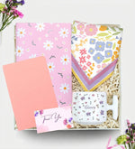 Kişiye Özel Pembe Tasarım Defter & Beyaz Tükenmez Kalem & T Kupa & Fular Hediye Seti