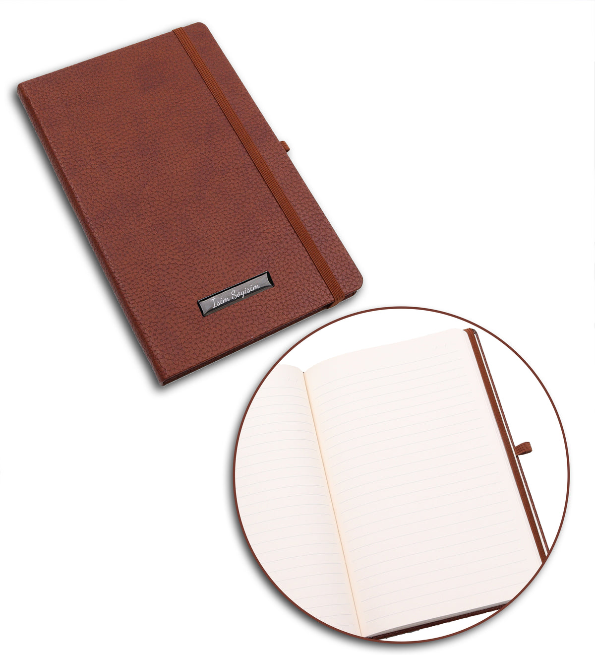 Kahverengi Defter & Gold Roler Kalem & Takvim & Fincan & Mum & Selamlıque Hediye Seti