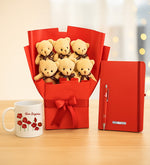 Ayıcık Buketi & Defter & Kalem & Kupa Hediye Seti