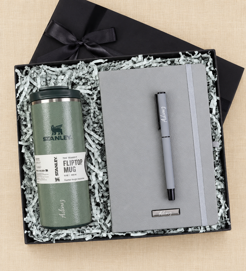 Kişiye Özel Defter & Kalem & Stanley Termos Premium Hediye Seti
