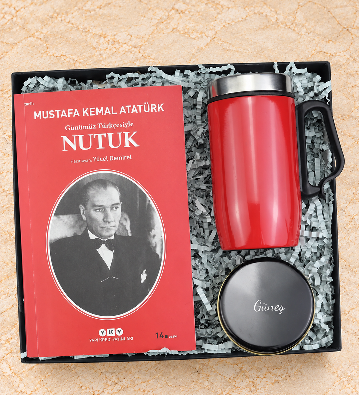 Kişiye Özel Mum & Nutuk Kitabı & Termos Hediye Seti
