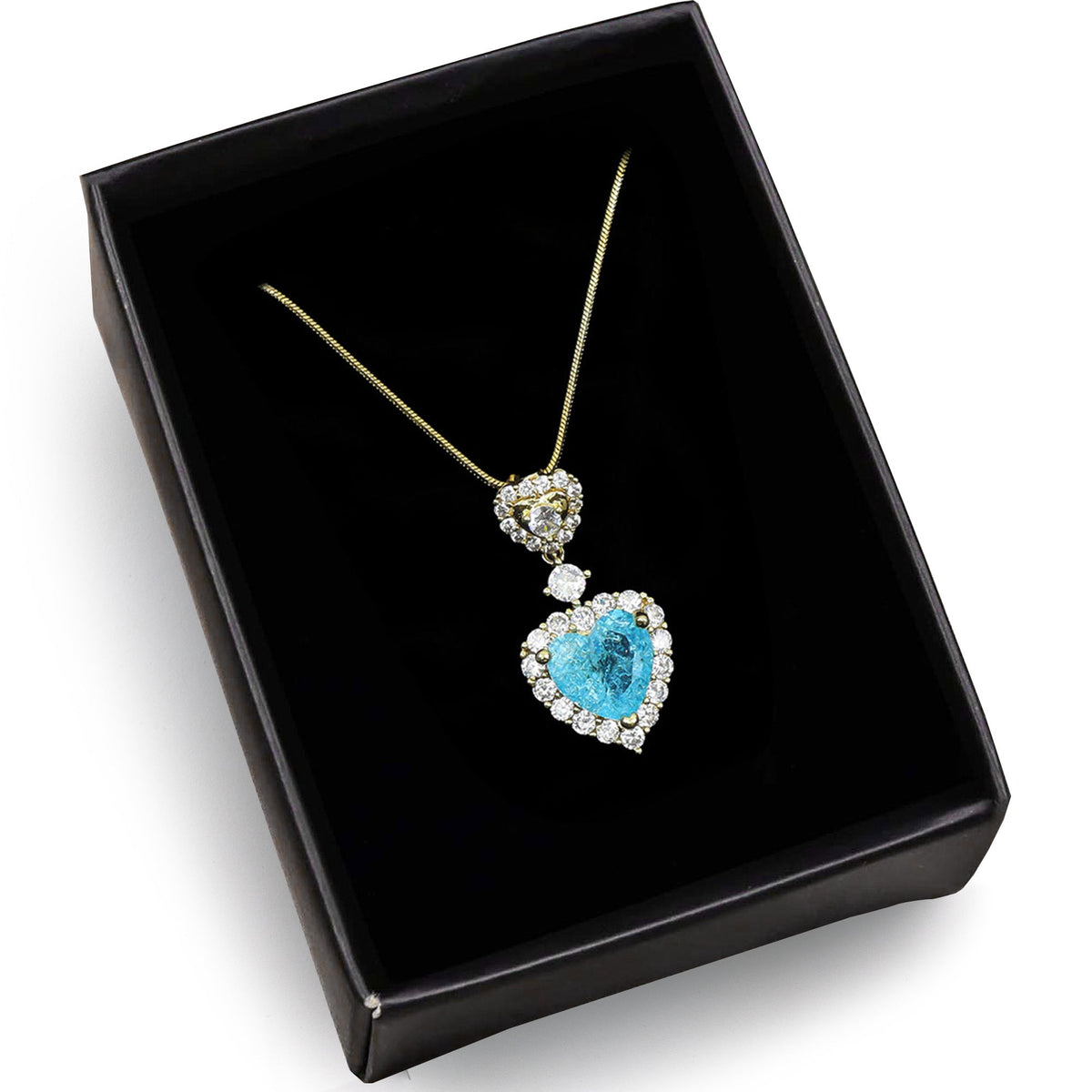 Mavi Taşlı Kalp Kolye