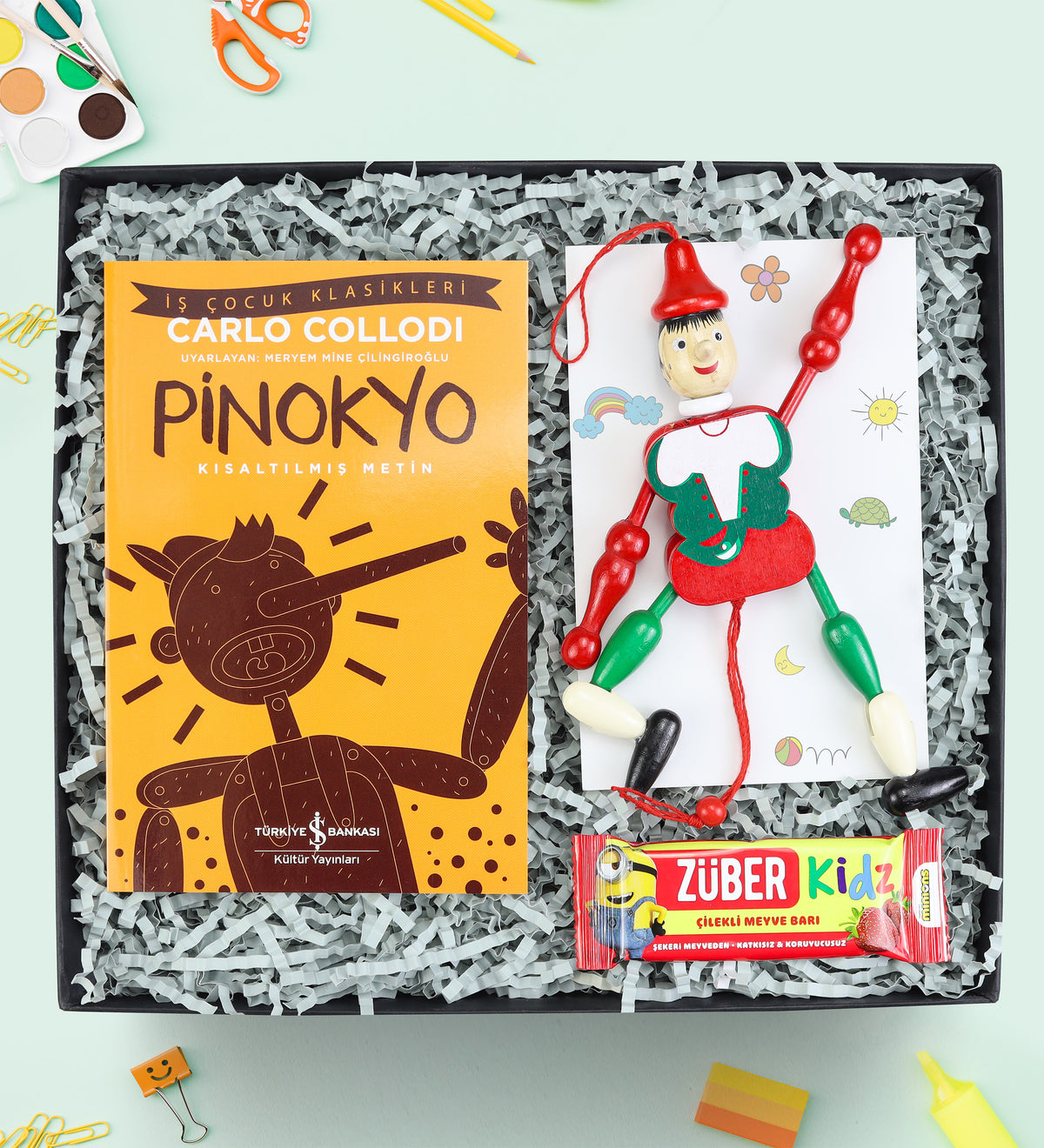 Pinokyo Okuma Kitabı & Çek Bırak Kukla & Züber Kidz Hediye Seti