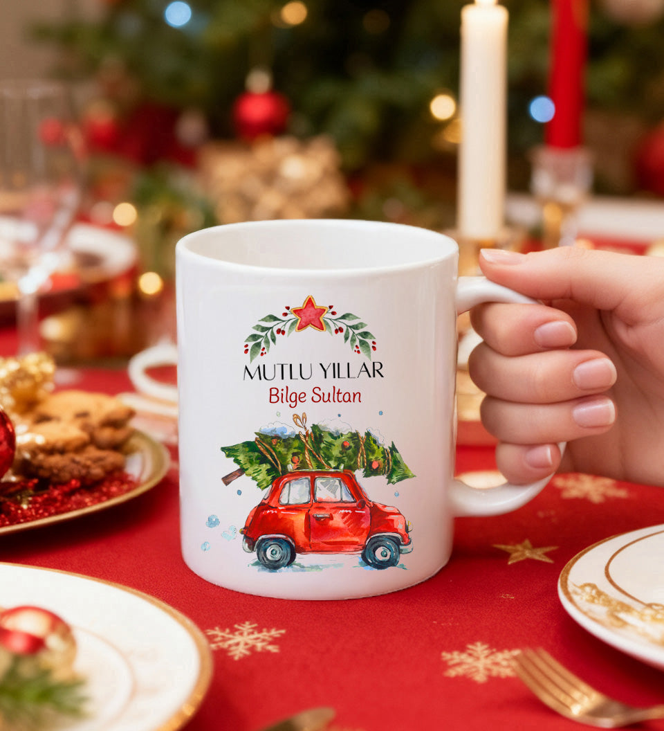 Yılbaşına Özel Kış Çayı & Demleme Aparatı & Kupa & Bardak Altlığı & Mum Hediye Seti