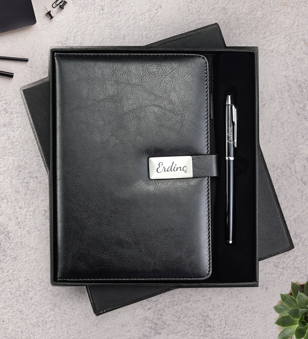 kişiye Özel Dereceli Termos & Fetih Zırh Ayetel Kürsi Biblo & Özel Kutulu Defter Seti