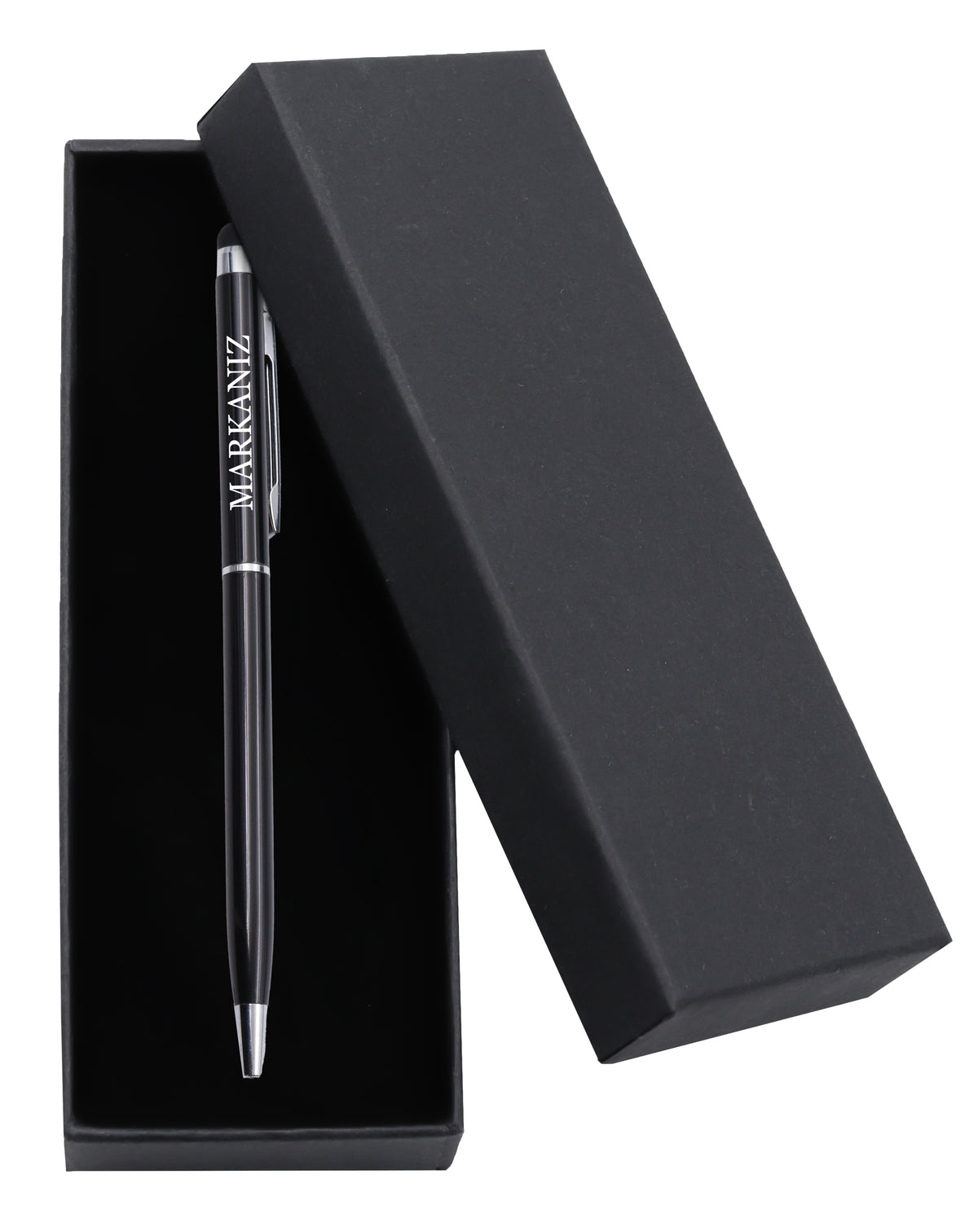 Kişiye Özel Siyah Defter & Siyah Touch Pen & Özel Deri Kılıflı 500 Ml Su Matarası & Logo Baskılı Kupa Hediye Seti