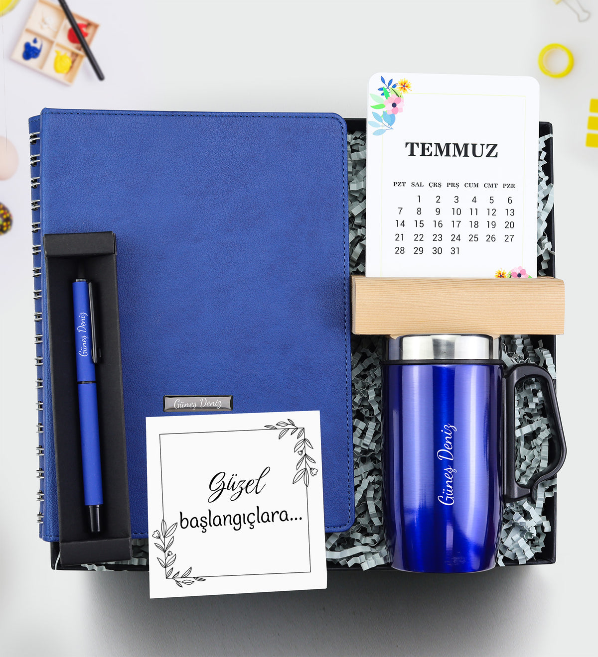 Tarihsiz Ajanda & Kalem & Kulplu Termos & Takvim Hediye Seti