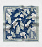 Mavi Çiçek Desenli Fular