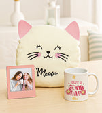 Kedi Yastık & Çerçeve & Kupa Hediye Seti