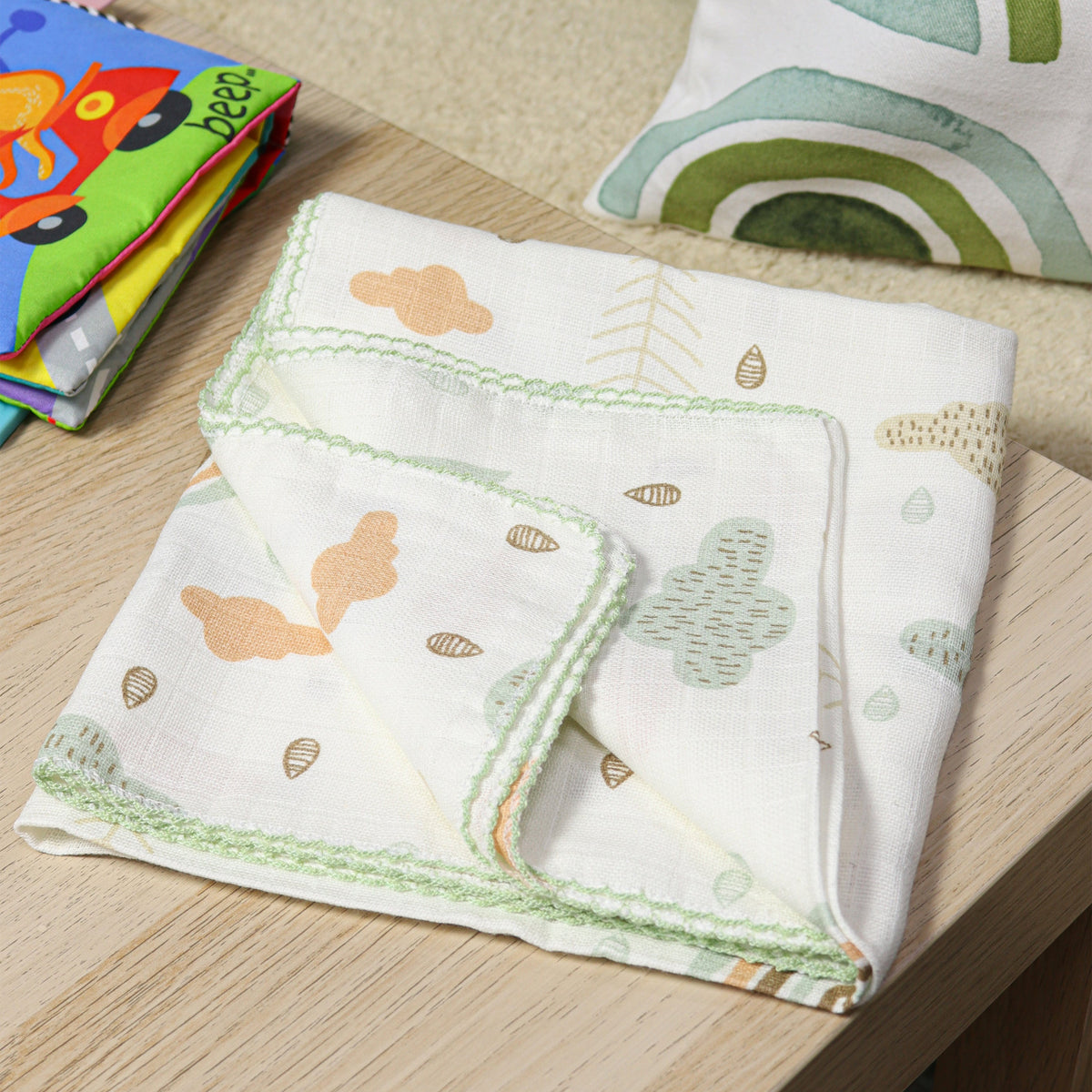 Kişiye Özel Ahşap Çerçeve & Müslin Örtü & Kupa Bardak & Baskılı Peluş Ayıcık Hediye Seti