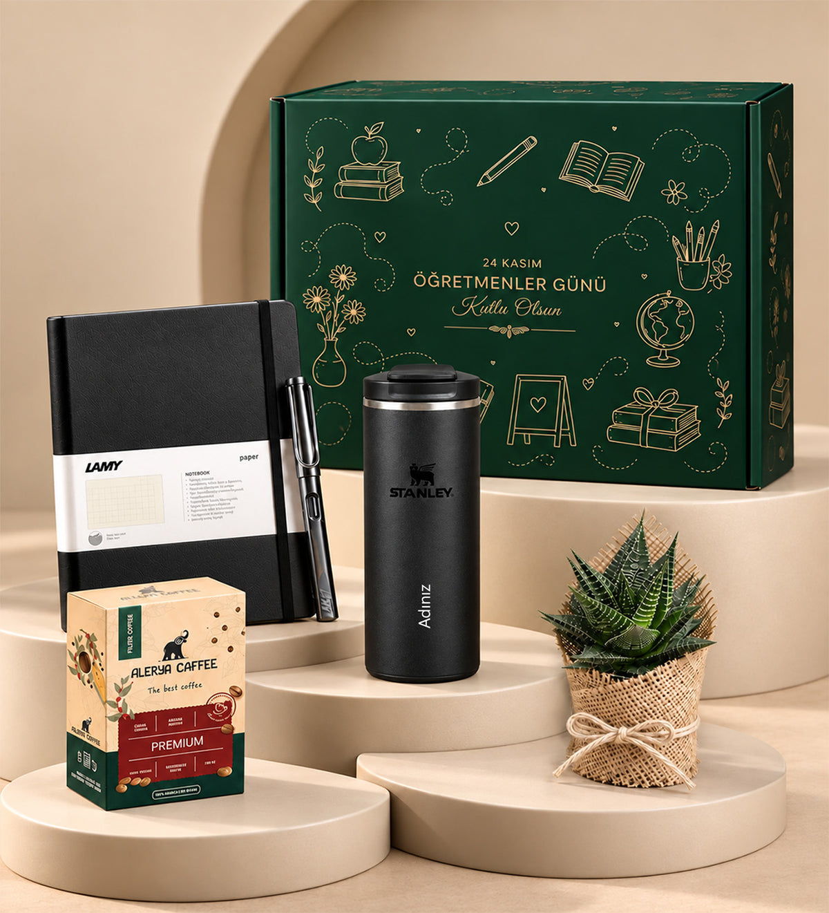 Lamy Defter Kalem Set Stanley Termos Alerya Filtre Kahve Sukulent Hediye Seti