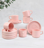 Pembe 6'lı Double Türk Kahvesi Fincanı Takımı