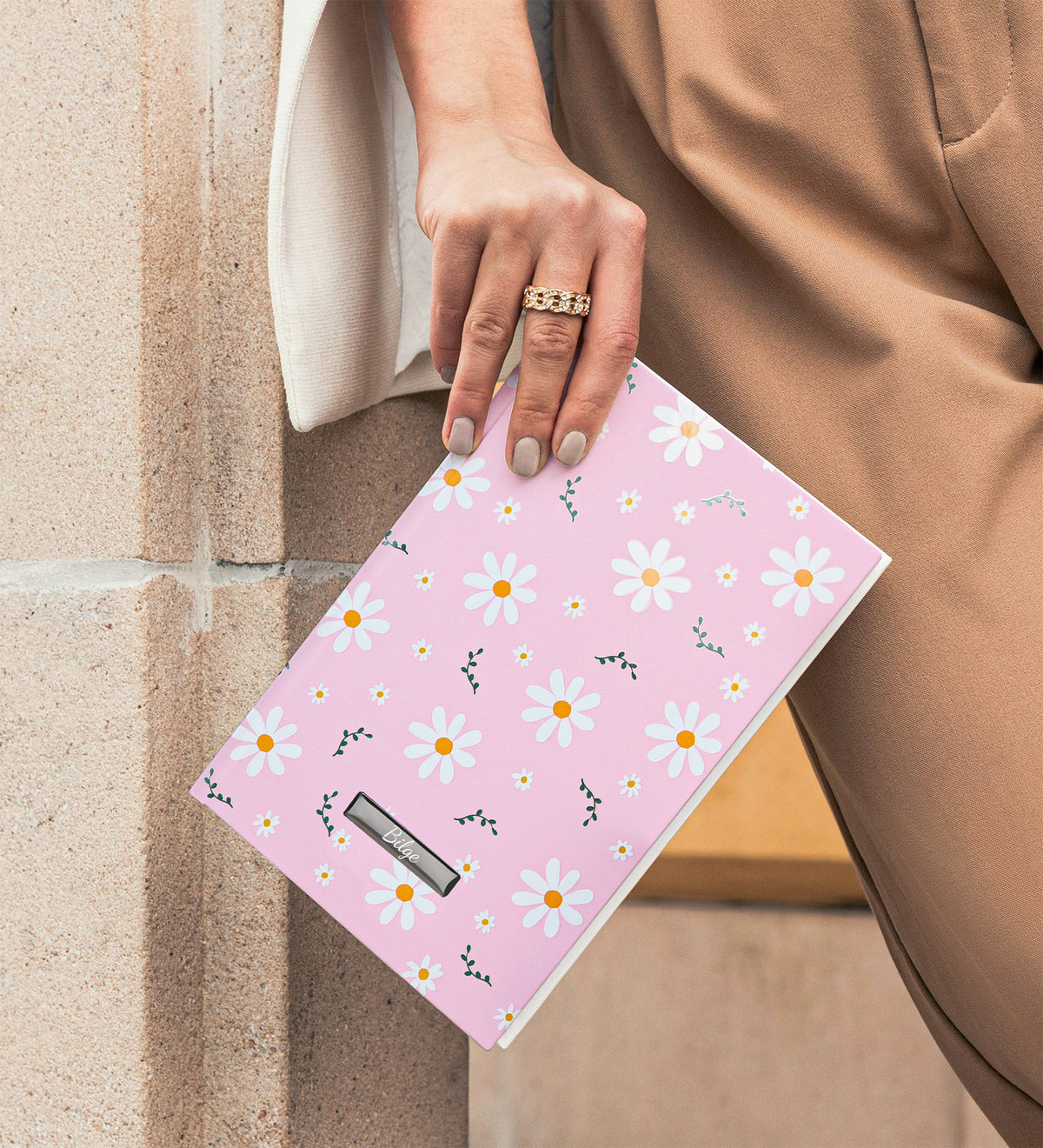 Papatya Desenli Pembe Defter