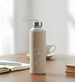 Bej 600ml Peluş Kılıflı Cam Matara