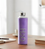 Lila 600ml Peluş Kılıflı Cam Matara