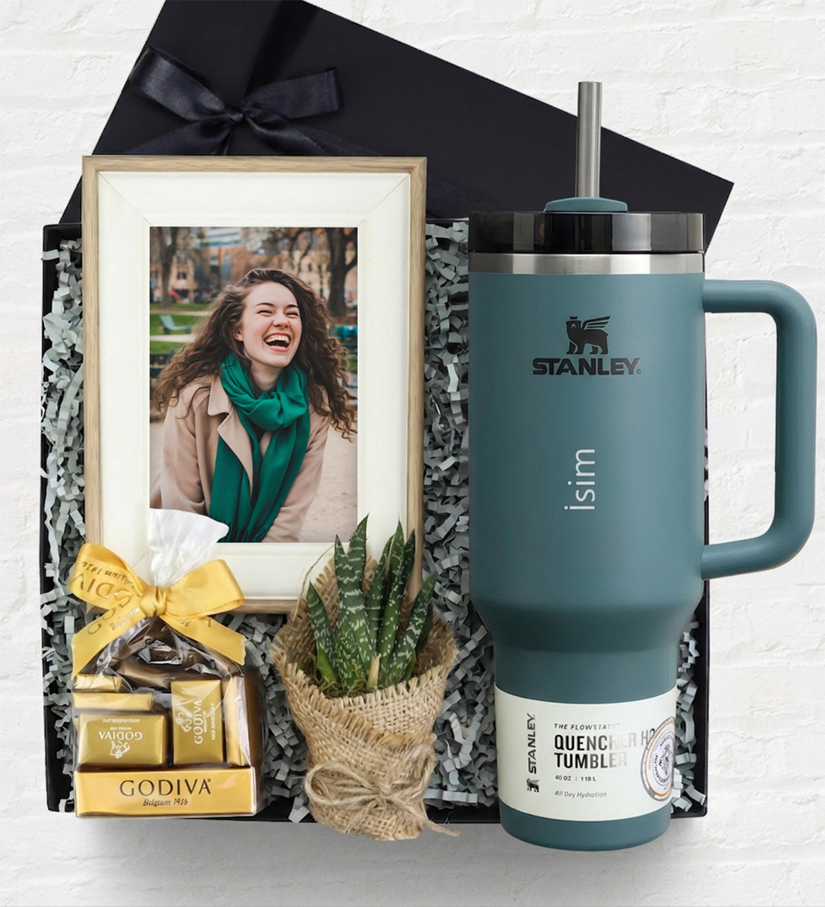 Stanley Termos & Godiva & Canlı Çiçek & Çerçeve Premium Hediye Seti