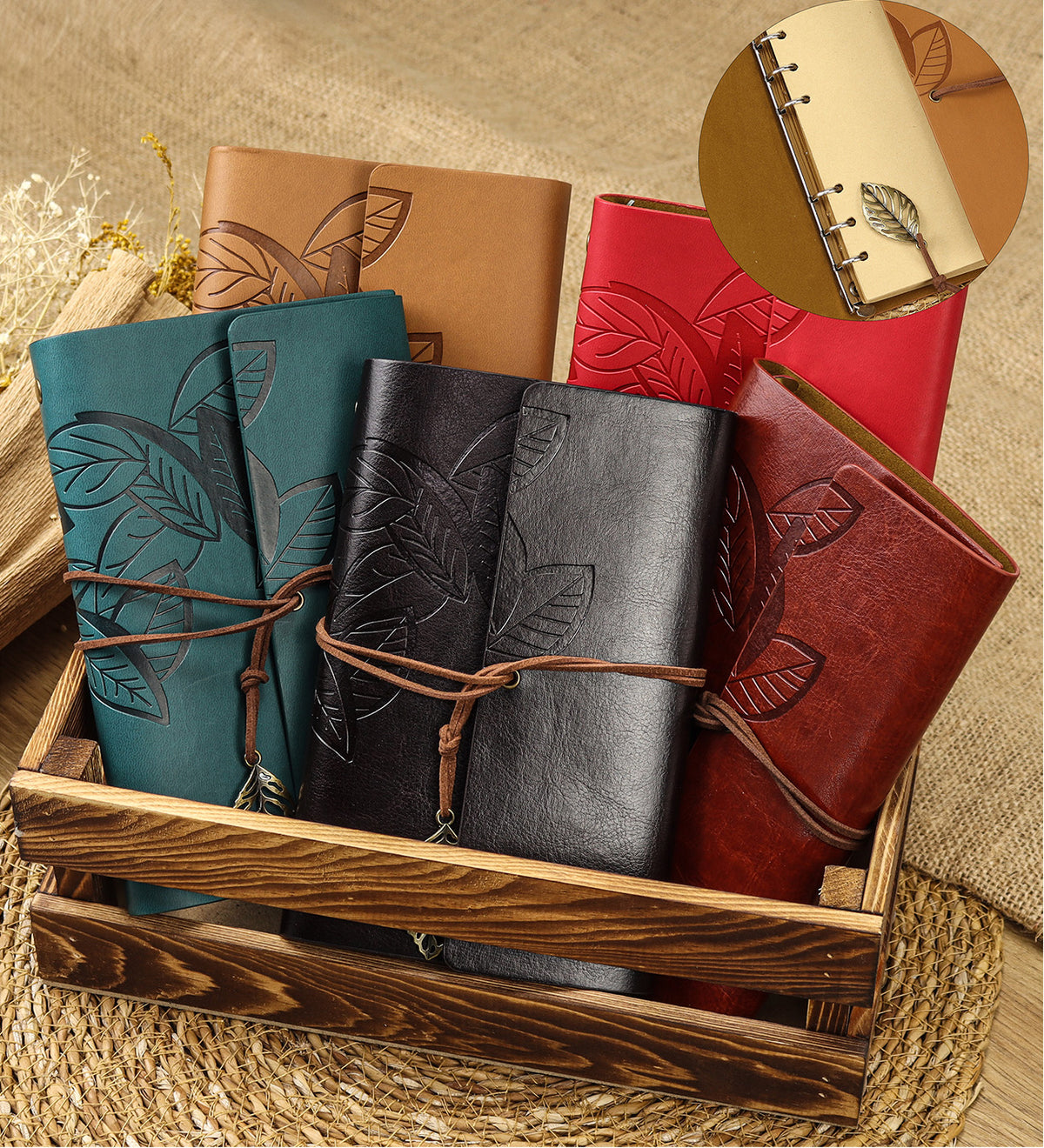 Deri Kapaklı Vintage Anı-Seyahat Defteri