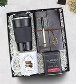 Silikon Halkalı 500 ml Termos & Anı-Seyehat Defteri & Gold Siyah Roller Kalem & Kupa & SelamlıqueHediye Seti