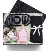 Türk Kahvesi Sunum Seti & Bambu Siyah Şal & Muhabbetli Türk Kahvesi & 200ml Trendmiya Kolonya Premium Hediye Seti