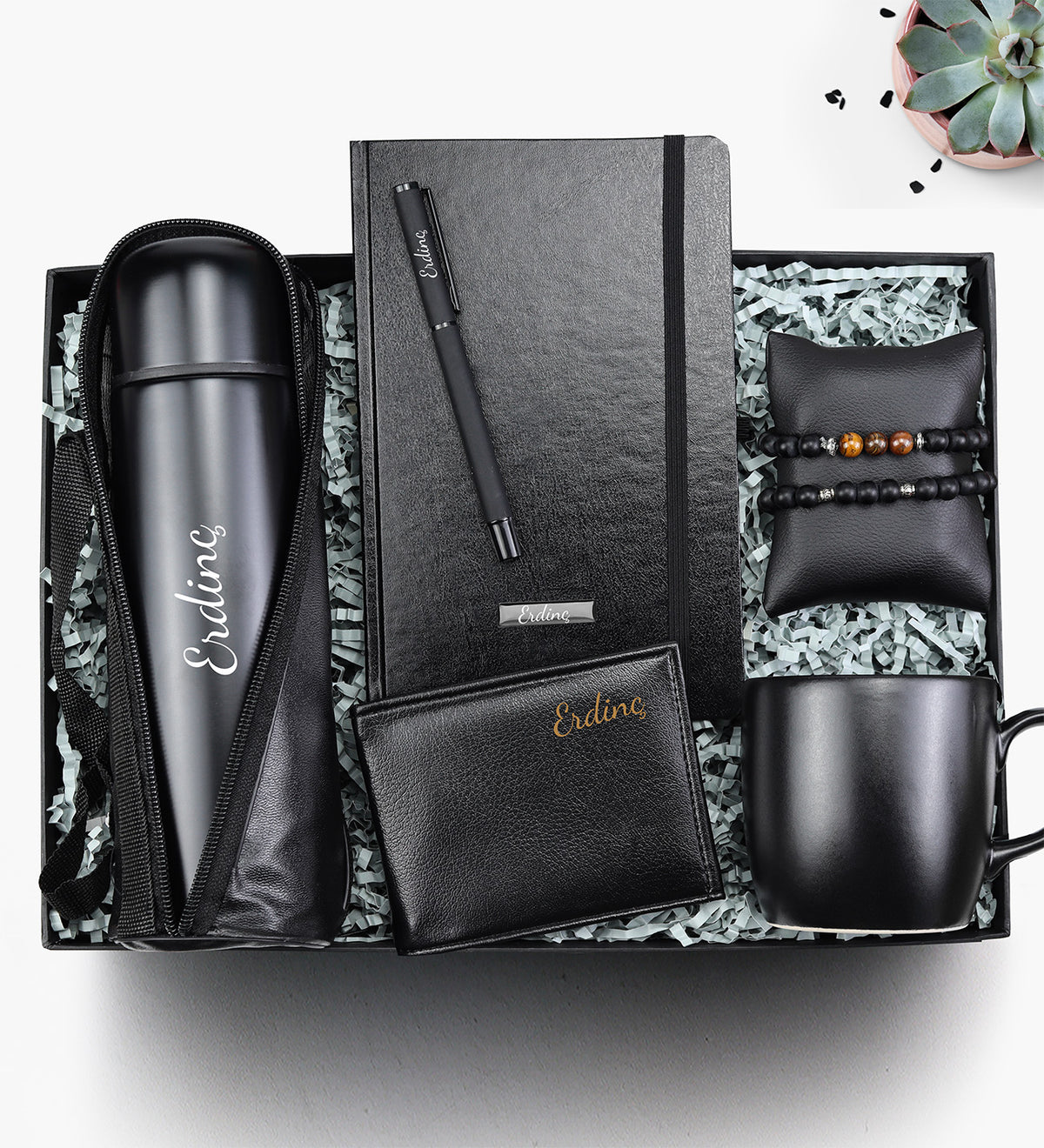 Çantalı Termos & Defter & Kalem & 2'li Kaplan Gözü Bileklik & Cüzdan & Kupa Hediye Seti