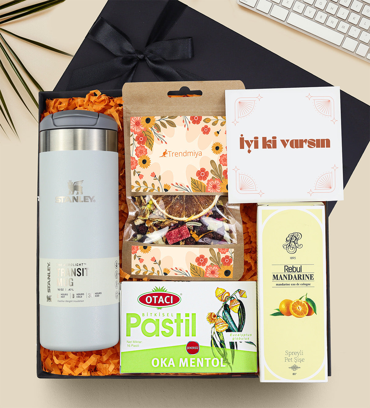 Stanley Transit Mug Termos 0,47 L & Bitki Çayı & Rebul Kolonya & Otacı Pastil Hediye Seti