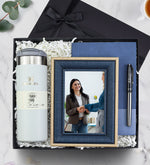 0,47 Stanley & Esnek Kapak Lacivert Defter & Metalik Roller Kalem & Dokulu Çerçeve Hediye Seti