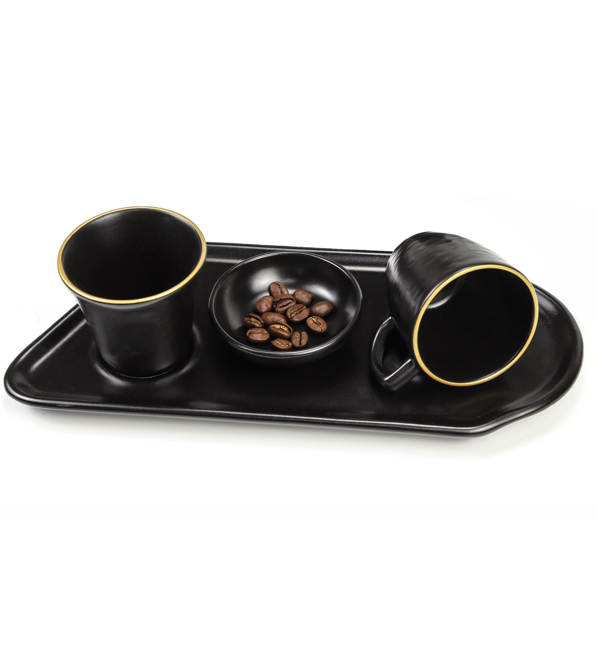 Türk Kahvesi Sunum Seti & Bambu Siyah Şal & Muhabbetli Türk Kahvesi & 200ml Trendmiya Kolonya Premium Hediye Seti