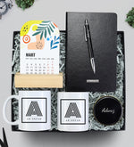 Siyah Defter & Tükenmez Kalem & Takvim & Kupa & Kalemlik & Metal Kutulu Mum Hediye Seti