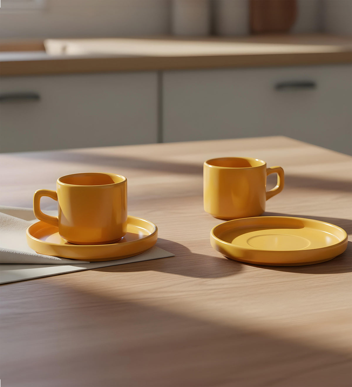 Hardal Renk 6'lı Double Türk Kahvesi Fincan Takımı