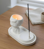 Dekoratif Standlı Alçı Erkek Biblo & Tütsülük Seti