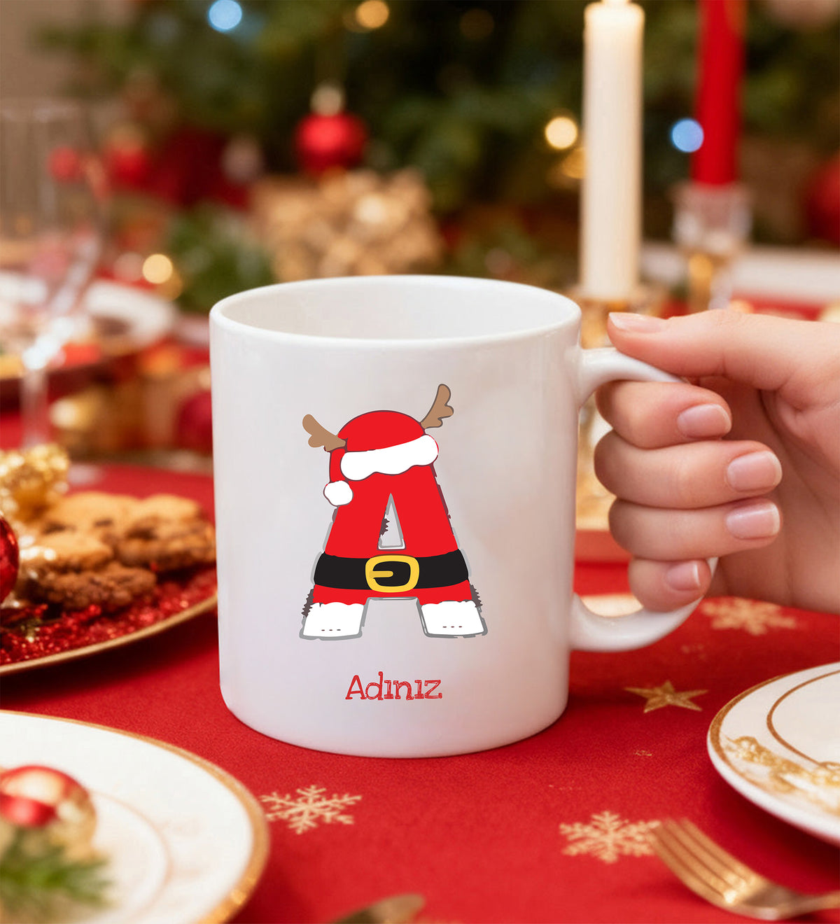 Kişiye Özel Kupa & Geyik Mum & Fitre Kahve Hediye Seti