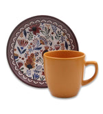 Öğretmenler Günü Özel Kutusunda Dikişli Mini Not Defteri & Turuncu Türk Kahvesi Fincanı & Kraft Kutulu Papatya Mum & 2'li Tek İçimlik Mehmet Efendi Türk Kahvesi