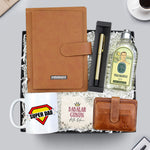 Mıknatıslı Kahverengi Defter & Gold Roller Kalem & Eyüp Sabri Tuncer Tıraş Kolonyası & Kupa & Kahverengi Hakiki Deri Kartlık