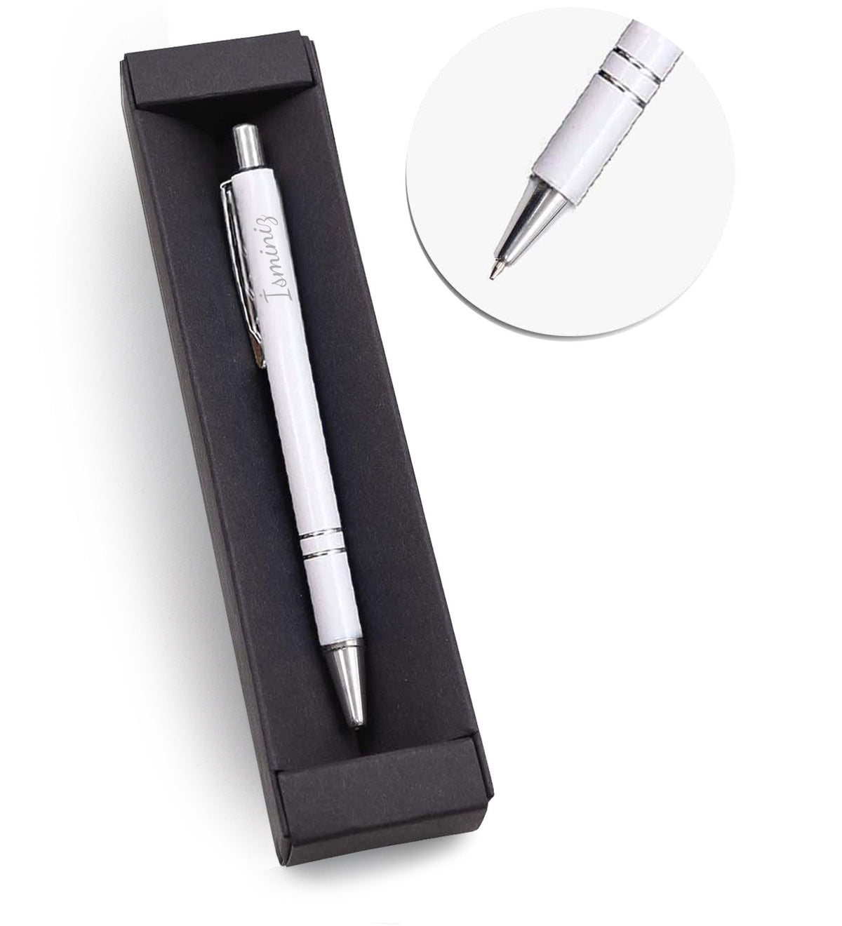 Gümüş Detaylı Beyaz Tükenmez Kalem