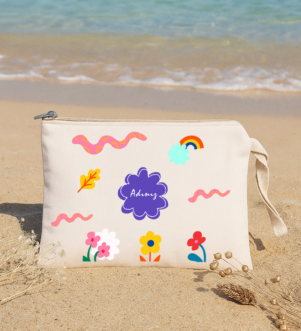 Kişiye Özel Bez Çanta & El Fanı & Kupa & Fular Yaz Seti