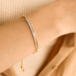 Taş Detaylı Gold Renk Çelik Asansörlü Bileklik