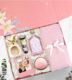 Pembe Şal & Kolonya & Eyüp Sabri Tuncer El ve Vücut Kremi & Buhurdanlık & Çerçeve & Mum Hediye Seti